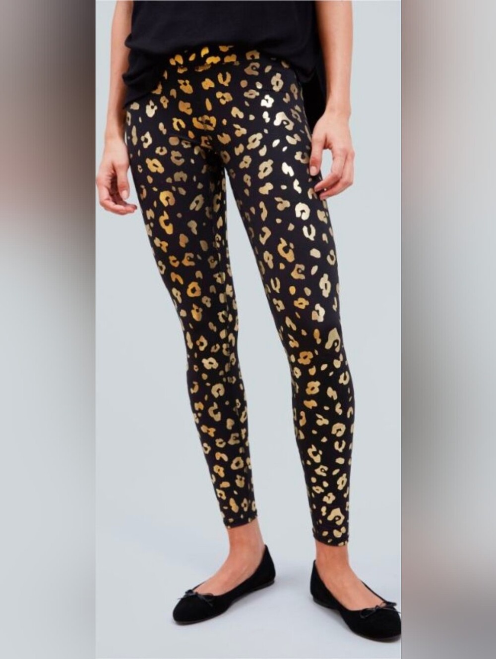 Terez Gold Cheetah Foil Tall Band Leggings In Xs